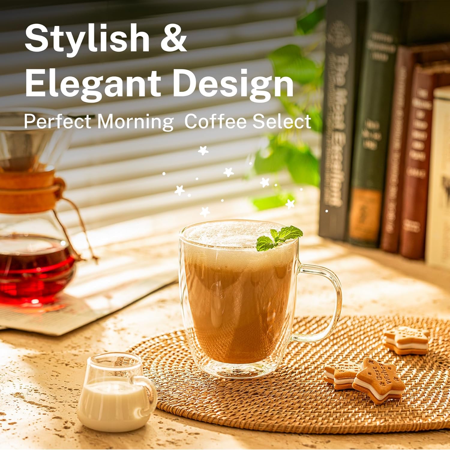 Double Wall Glass Coffee Mugs, Insulated Coffee Mugs, Coffee Mugs -Set of 2 (12.5 oz) Double Wall Glass Coffee Mugs, Insulated Coffee Mugs, Coffee Mugs -Set of 2 (12.5 oz)
